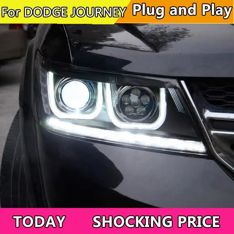 LED Head Lamp for Dodge JCUV Headlight Dodge Journey Front Lamp 2008-2019 Journey Headlight DRL Fiat Freemont Angel Eye Bi Xenon