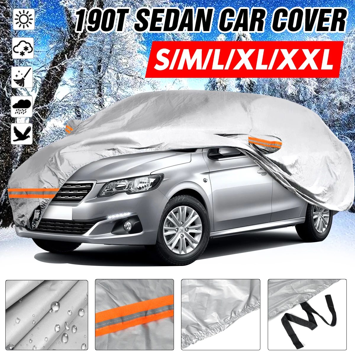 

190t Universal For Sedan Car Covers Indoor Outdoor Full Auto Cover Sun UV Snow Dust Resistant Protection Cover