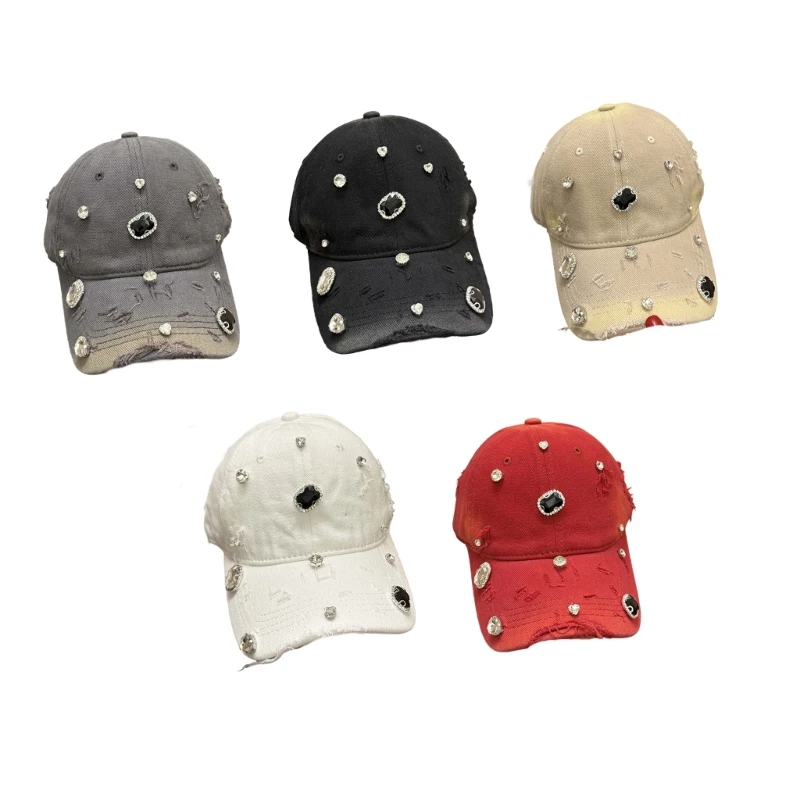 2025 New Statement baseball cap with soft cotton texture and stone accents for women