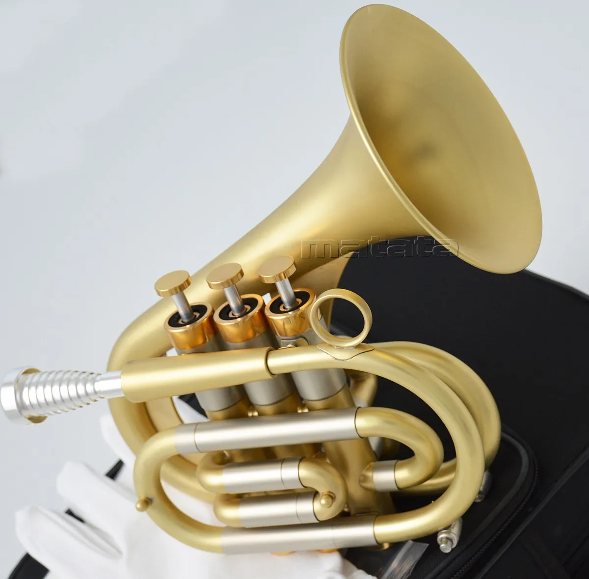Fast Ship Dizzy style Customized Heavy Pocket Trumpet Matte Gold Bb HORN