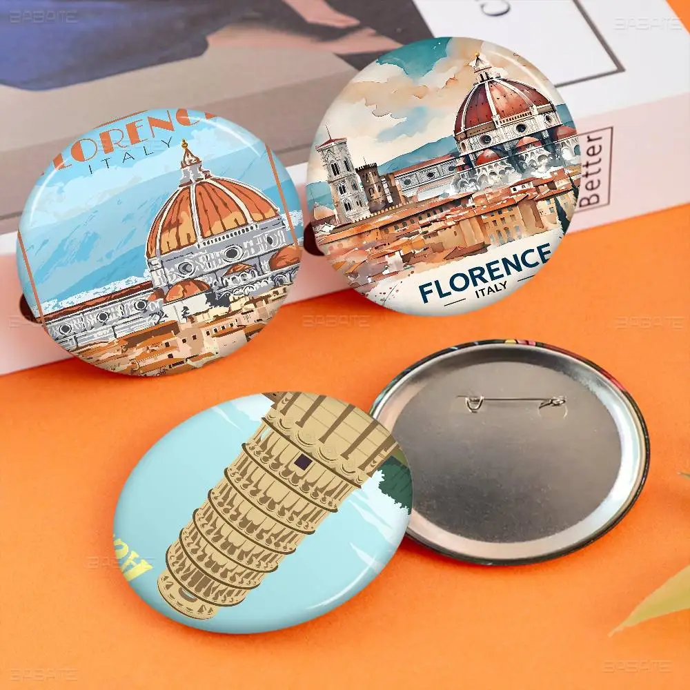 Florence Italy Print Europe TraveI Anime Brooches Cute Cartoon  Badge Jacket Jeans Lapel Pin Gift Accessorie
