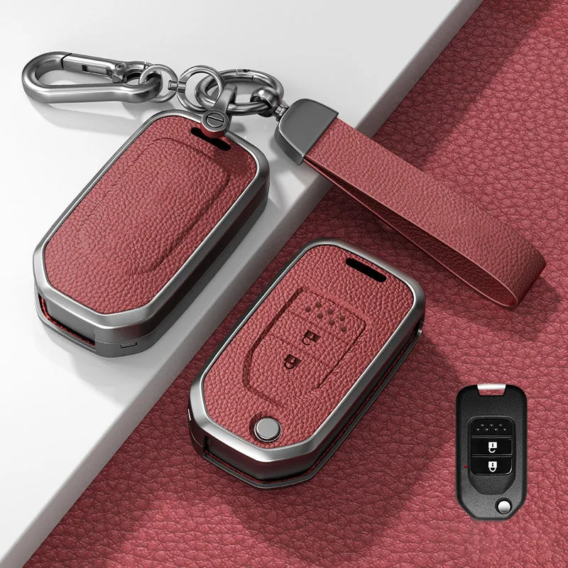 

Zinc Alloy+Leather Car Key Remote Case Keychain For Honda Civic CRV CR-V Pilot HR-V Accord Jade Crider XR-V City Jade Odyssey