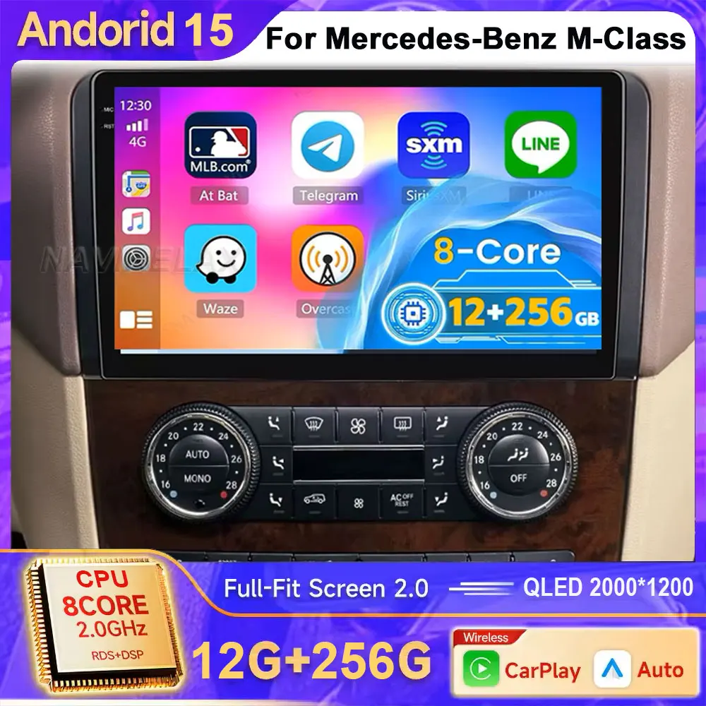 Android 15 Carplay 2-диновый стерео автомобильный радиоприемник для Mercedes-Benz M-Class W164 GL-Class X164 ML GL ML350 ML500 GL320 ML280 GL350 GL450