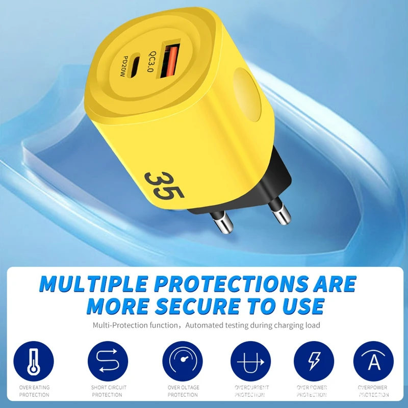 PD USB 35W 2-Port Quick Charge 3.0 tragbares Wandladegerät mit schneller Ladefunktion für iPhone 15, Samsung, Huawei, Xiaomi – Detail 3