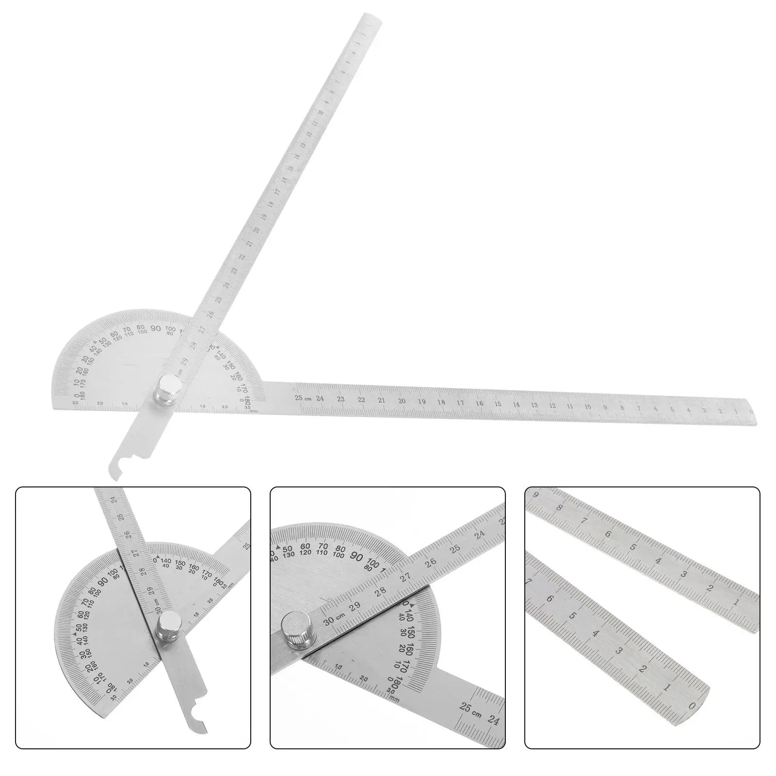 ステンレス鋼製分度器-スイングアーム付き-木工用-建設用-角度測定器-定規-精密測定ツール-金属製