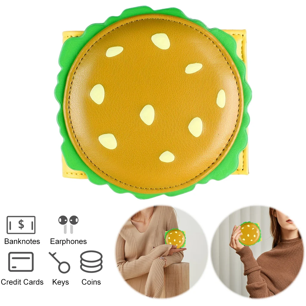 Burger Shaped Cute Wallet RFID Blocking Credit Card Holder PU Leather Bifold Wallet for Women Women