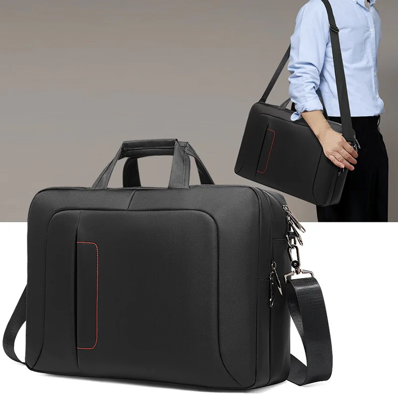 Men's waterproof and wear-resistant Oxford cloth handbag, 15.6-inch computer storage briefcase, business shoulder bag