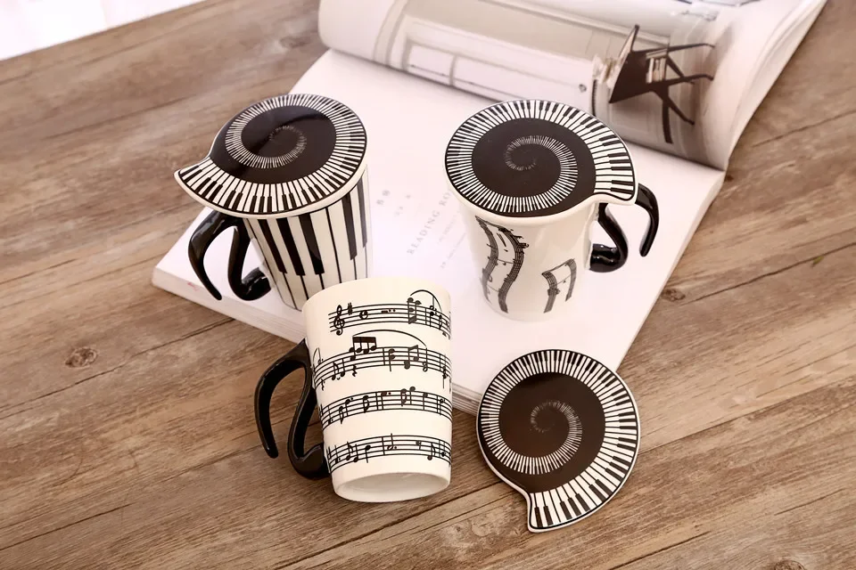 

Piano Musical Note Milk Juice Lemon Mug Coffee Tea Cup Creative Ceramic Tea Mug Home Office Drinkware Unique Gift OK 0308