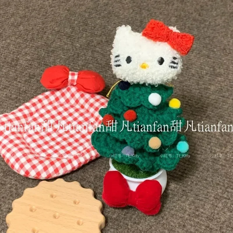 Dolce Hello Kitty Anime MINISO Kawaii Ins Fiore fatto a mano Simpatico cartone animato Albero di Natale Decorazione della tavola Regali per ragazze