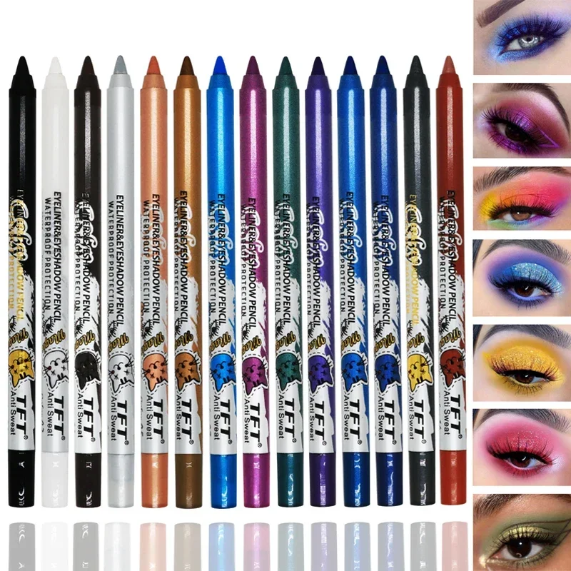 Shimmer Waterproof Quick-drying Eyeliner Pencil Colourful Pigment Blue Black White Color Gel Eye Liner Pen Eye Beauty Cosmetics