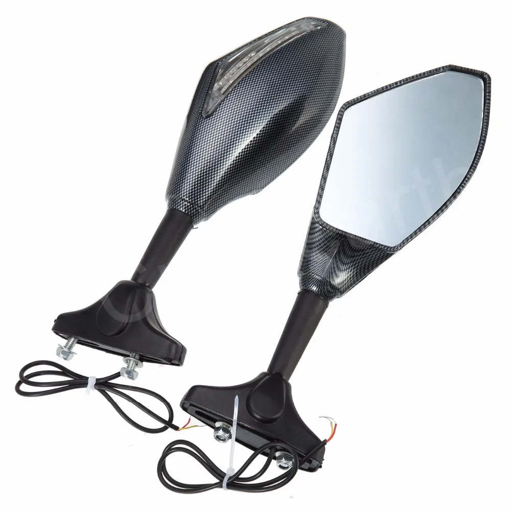 Motorcycle Rearview Side Mirrors w/ LED Turn Signals For Kawasaki Ninja 250R 500R 650R ZX6R/ZX636/ZX6RR ZX10R ZX750 ZX7R Z750S