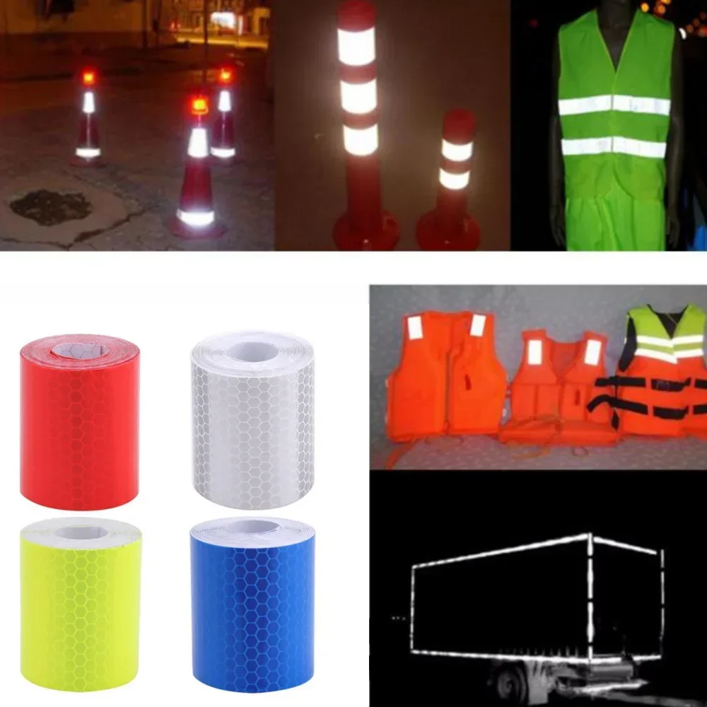 5cm*3M Reflective Car Stickers Outdoor Waterproof Warning Tapes White Red Fluorescent Yellow Reflectors Safety Strip For Bicycle