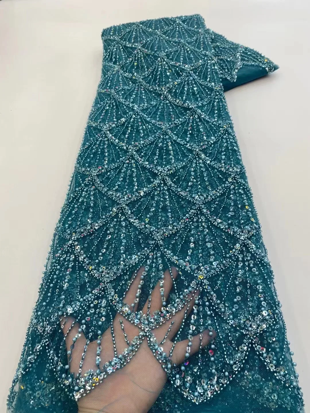 Tissu Africain NigWin avec Paillettes pour Robe de Mariée, Dentelle Perlée, Broderie Française Élégante, Mode 2023, NXZ5794