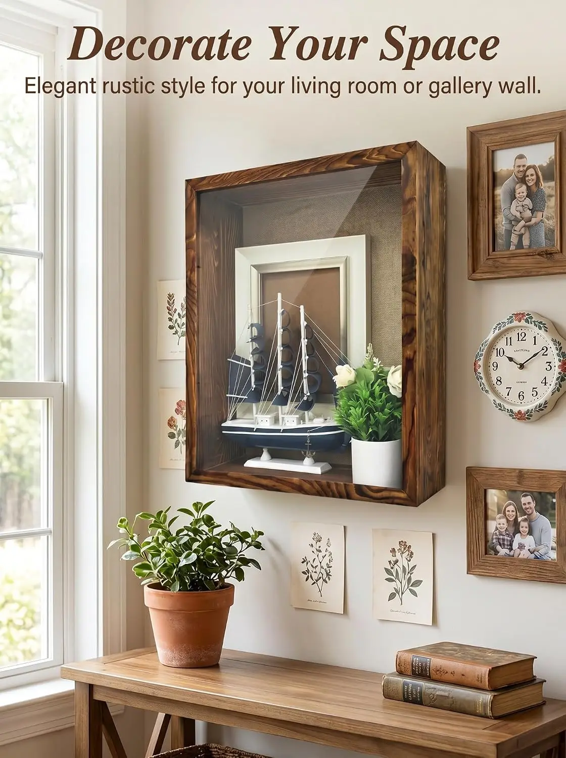 Large Shadow Box 16x20, 6 Inch External Depth Extra Large Shadow Box Frame Natural Wood Big Display Case with Magnetic Door for