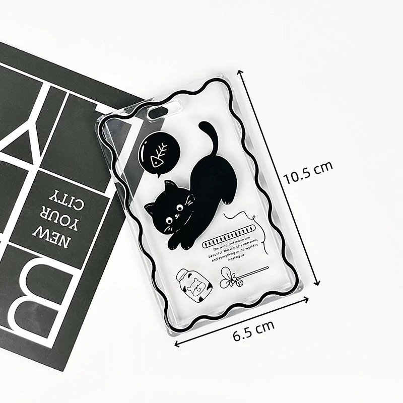 

Fashion Black Cat Card Holder Transparent Card Case Campus Card Holder Long-Lasting For School Meal card protective cover