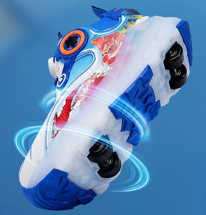 Kinder Vier Räder Leuchtende Leuchtende Turnschuhe Schwarz Rosa Led Licht Rollschuh Schuhe Kinder Led Schuhe Jungen Mädchen USB Lade – Detail 5