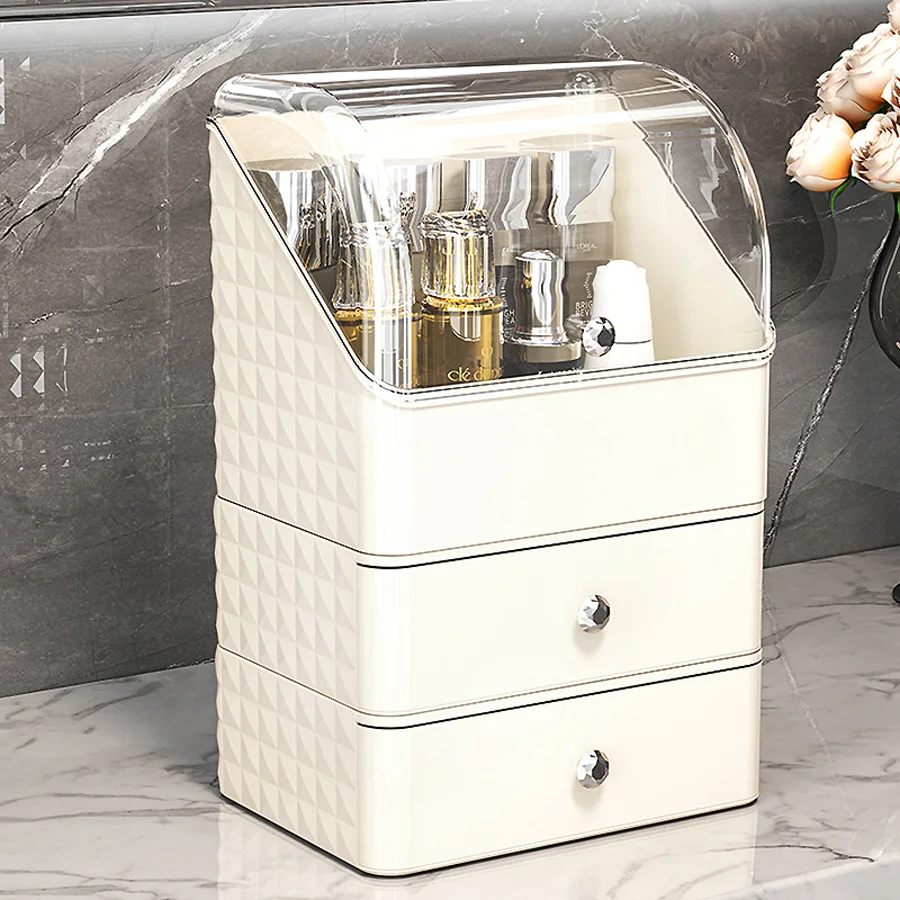 Large Makeup Capacity Cosmetic Storage Box Skin Care Organizer Jewelry Desktop Dresser Sundries Storage Box Waterproof Dustproof