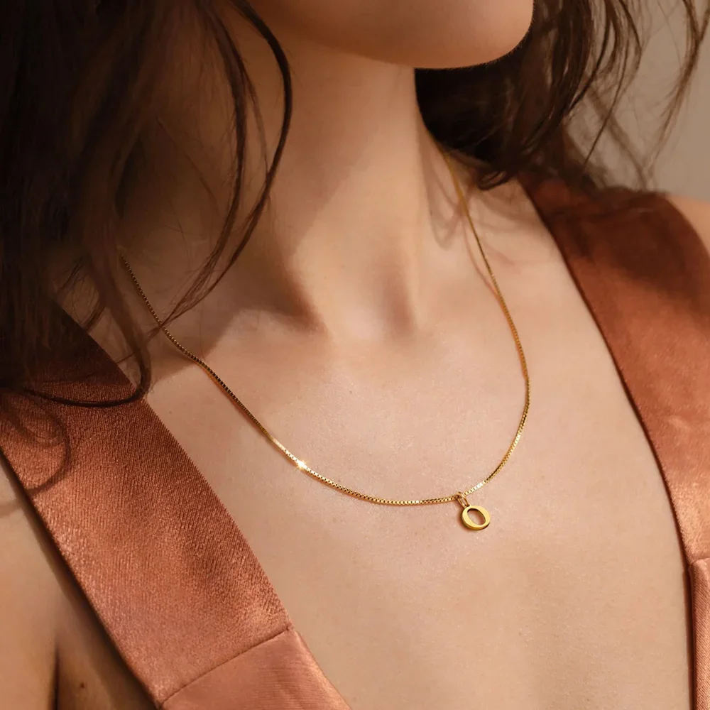 

Simple Style Women's Initial Exquisite Necklace Luxury Designer Jewelry Box Chain Stainless Steel Necklace Trend Unisex Gifts