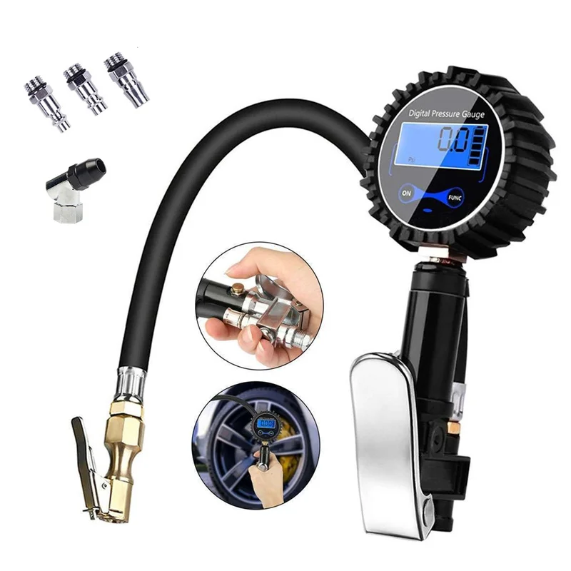 

LCD Tire Pressure Gauge 200PSI Digital Tire Inflator Meter For Motorcycle Car Truck Bicycle Bike