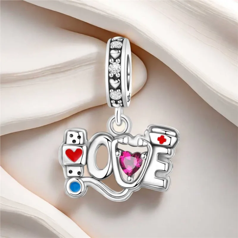 

MISEFF 2025 стерлингового серебра 925 пробы стетоскоп кепка медсестры LOVE кулон подвески оригинальный браслет бусины DIY ювелирные изделия женские подарки