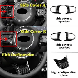 For Mini Cooper F55 F56 F60 2022 2023 Car Steering Wheel Button Cover Sticker Panel Real Carbon Fiber Interior Auto Accessories