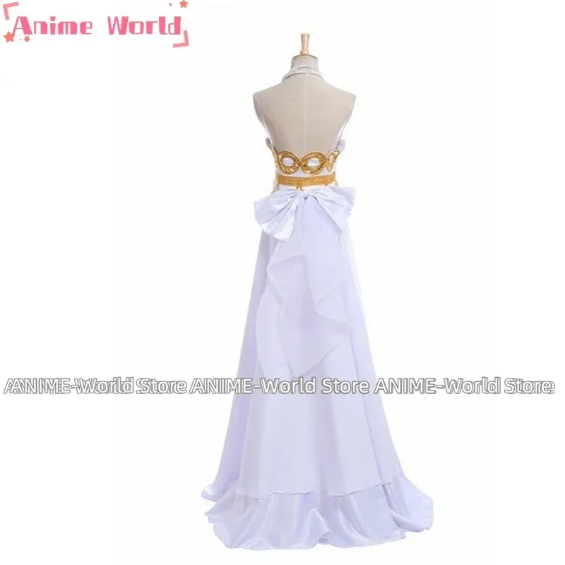 Anime Crystal Usagi Tsukino Princess Serenity White Queen Dress Wig Cosplay Costumes for 20th Anniversary with necklace view 5
