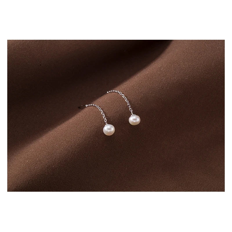 Earrings Silver 925 Synthetic Pearl Ear Line Simple Unique Elegant Jewelry Women's Stud Earrings Pendientes Mujer JHE102