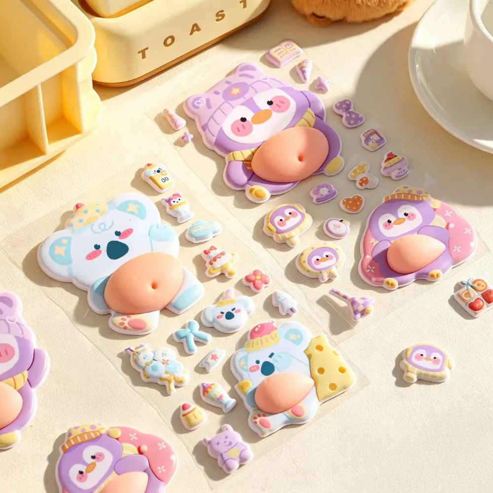 New 3D Animal Belly Squishy Stickers Pinch Silicone Foam Stress Relief Decals Cute Cartoon DIY Scrapbook Decor for