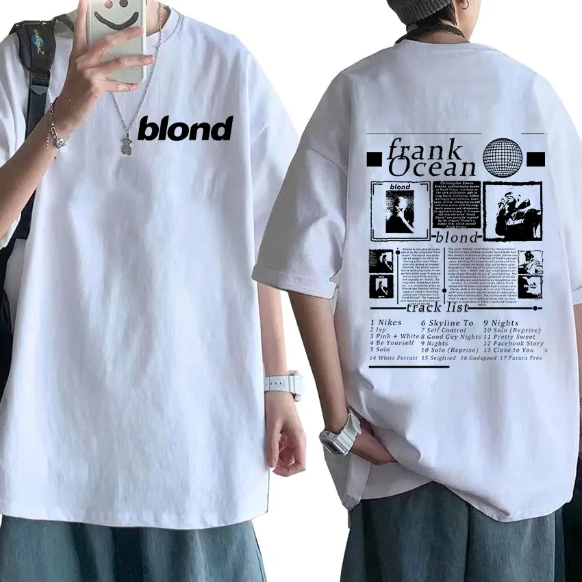 Rapper Frank Music Album T Shirt Blonde Ocean High Quality Oversized T-shirts Men Women Hip Hop Retro Fashion T-shirt Streetwear