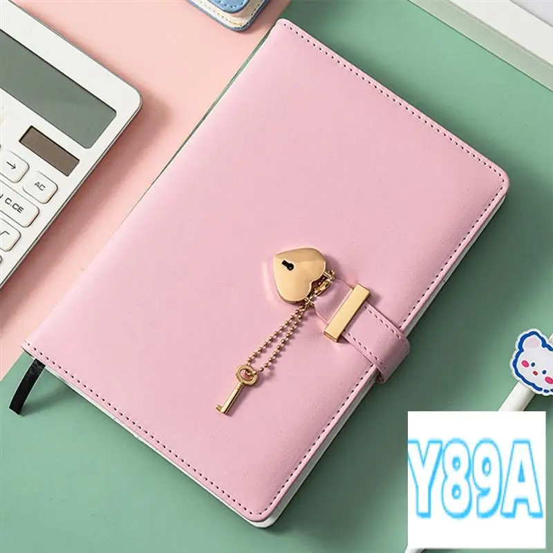 

Notepad Thickened Heart-Shaped Lock Cute Girl Love Lock Diary Girl Birthday Gift (Pink,1 Set)