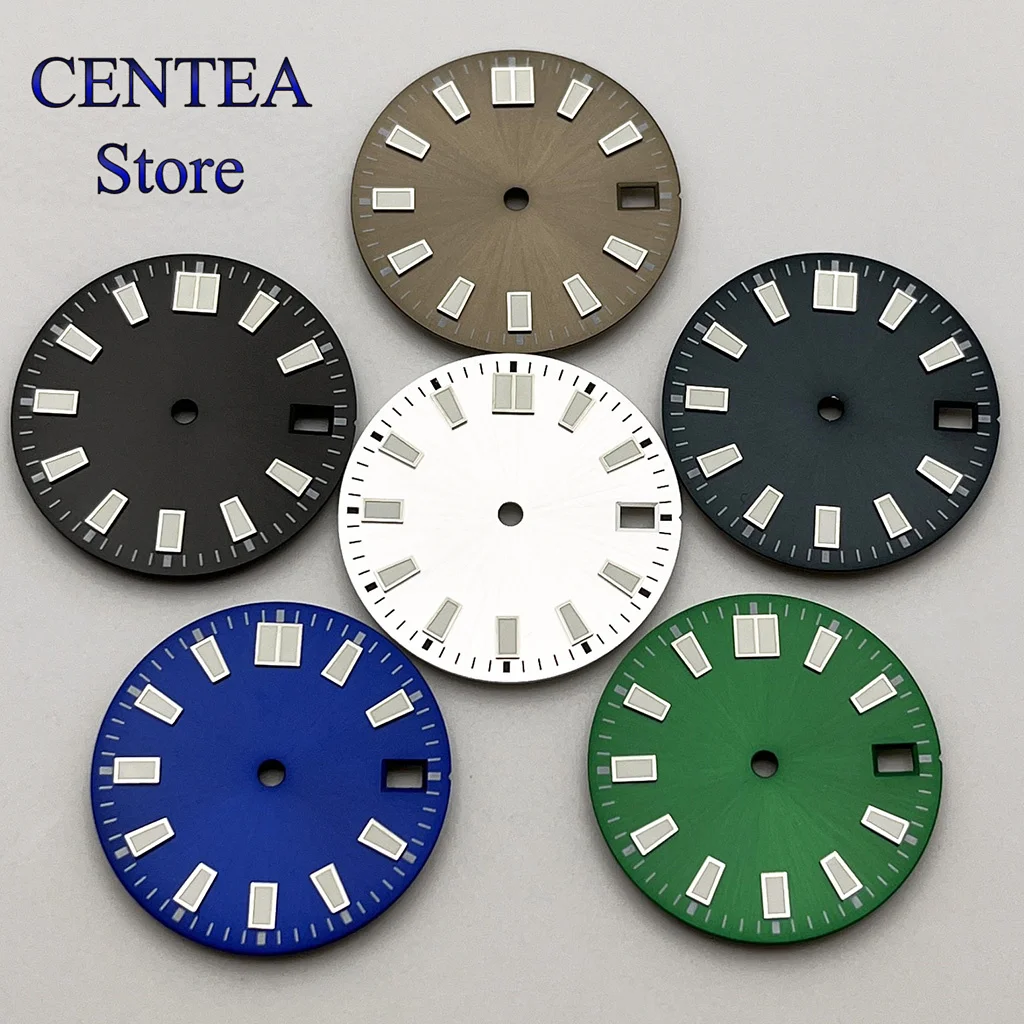 RICHUS 28,5 мм, черный, синий, зеленый, серебристо-серый, стерильный циферблат часов, светящийся, подходит для механизма NH34 NH35, заводная головка в виде часов 3/3,8/4,2 ﻿