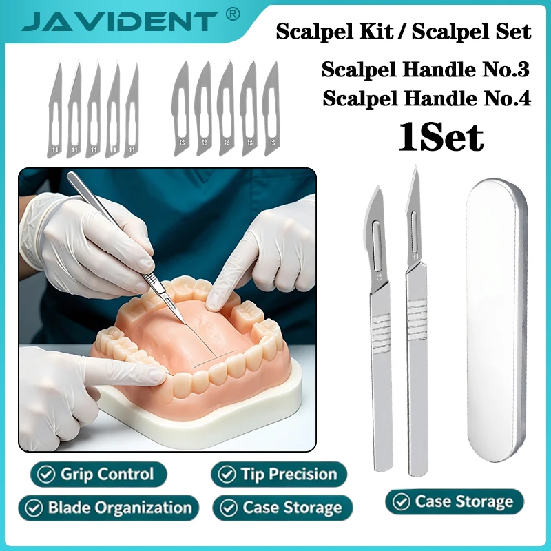 Dental Scalpel Handle No.3/4 with Blades No.11/23 Stainless Steel Carbon Steel Oral Surgery Tool Dental Surgical Blade New