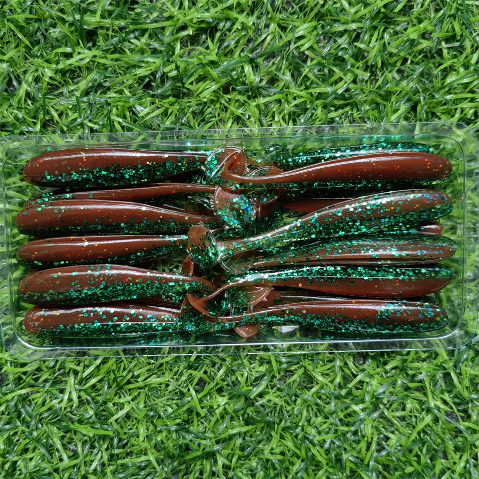 Mukun 20pcs 5cm/5,5 cm/6cm/6,5 cm/7cm t Schwanz Wrom Angeln lockt Weich köder Kunst köder Tackle Jerkbaits Hecht Bass – Detail 14