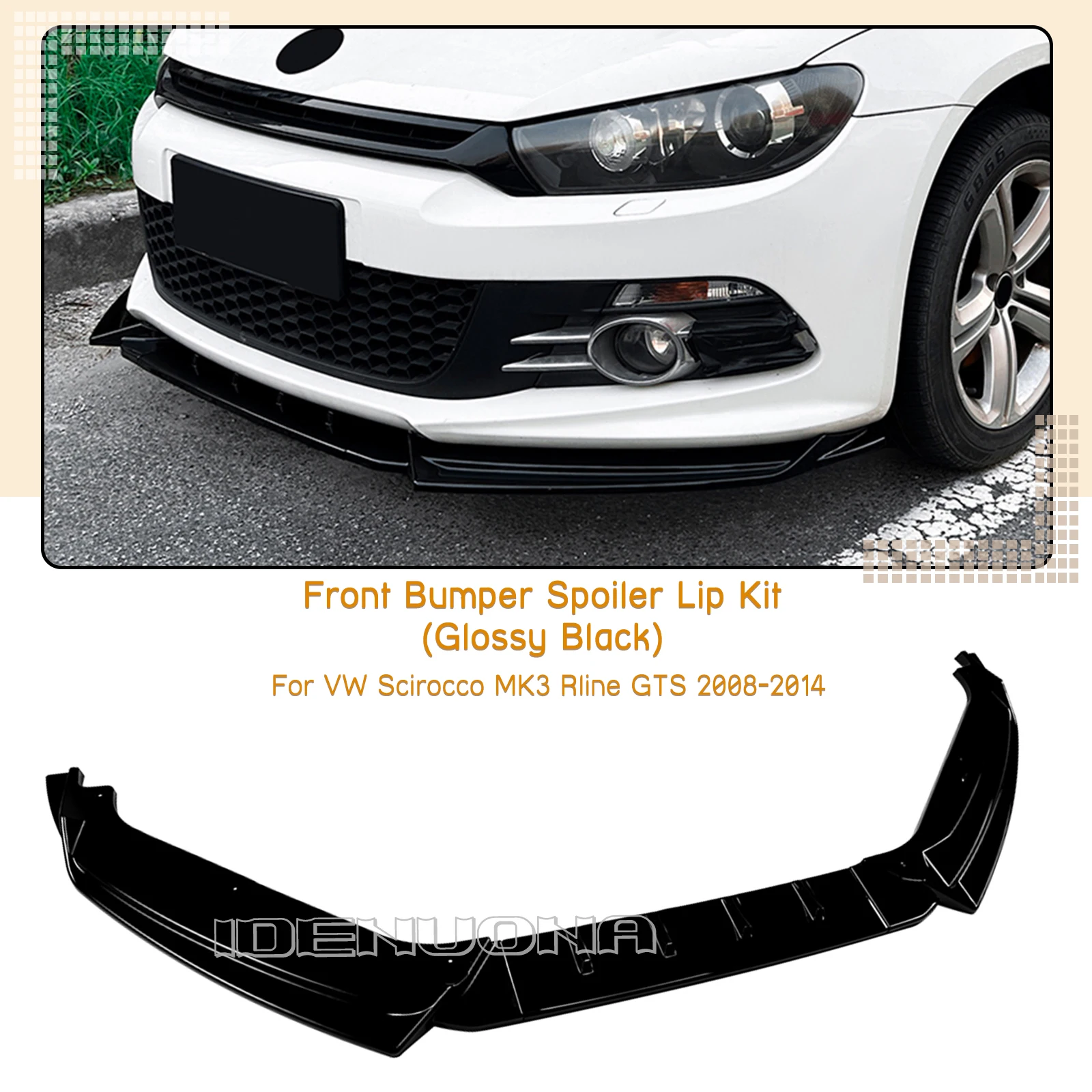 Alerón de parachoques delantero de coche, hoja divisora inferior de labio para Volkswagen Scirocco MK3 Early Rline GTS 2008 2009 2010 2011 2012 2013 2014