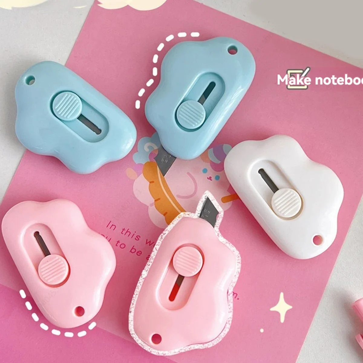 1/2/3Pcs Cloud Shaped Mini Utility Knife, Retractable, Portable Cutter for Envelope Unboxing School Office Stationery Supplies
