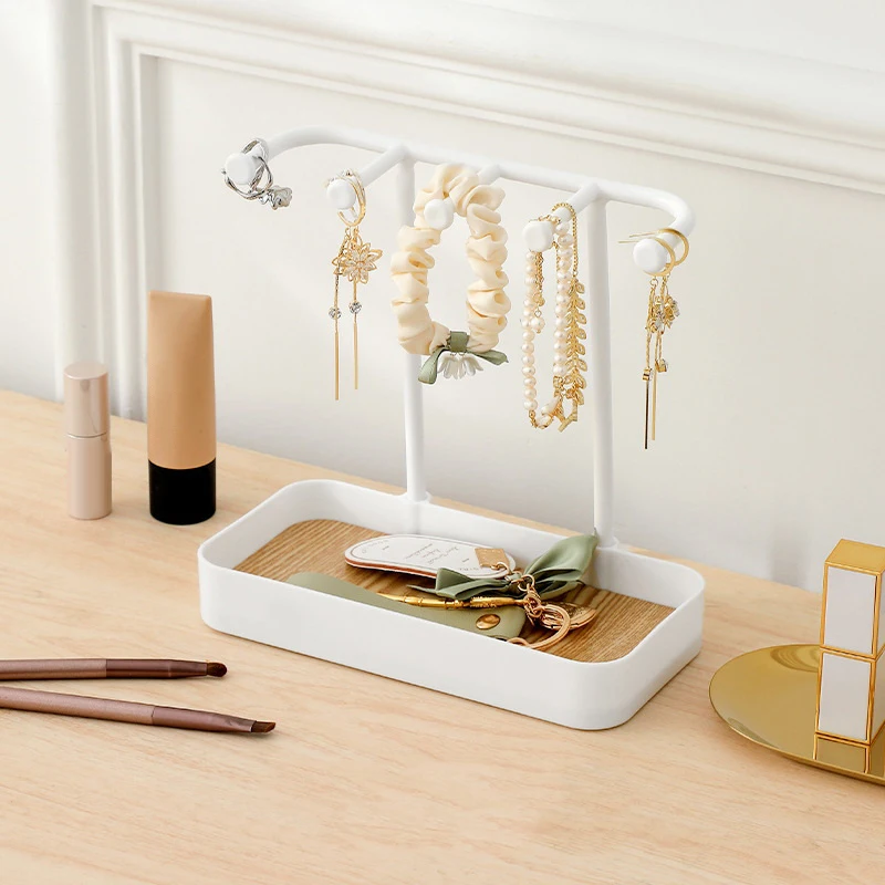 Wooden Tray Jewelry Organizer Display Stand Rack Hanging Holder For Necklaces Rings Earrings Desktop Counter Jewelry Storage