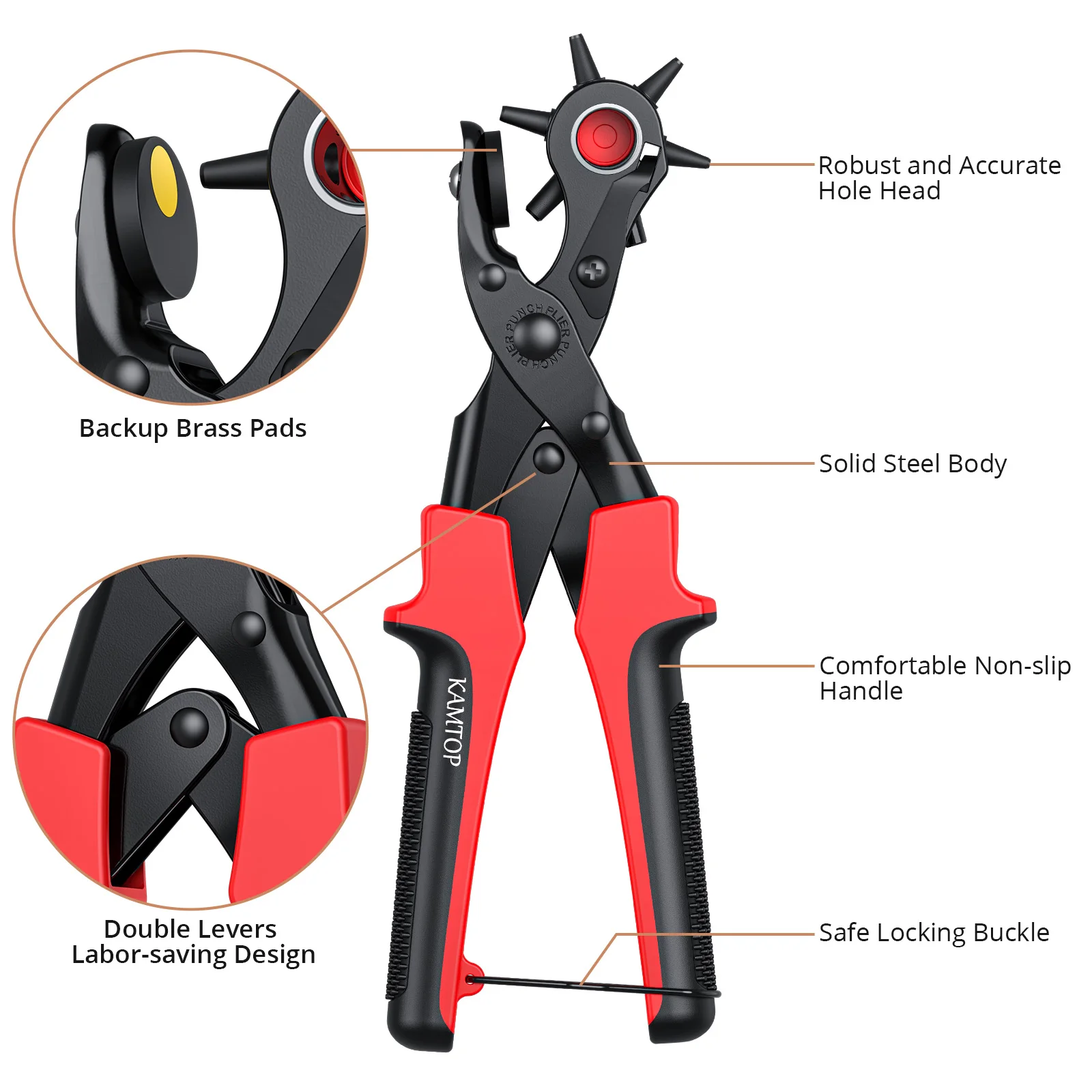Revolving Leather Hole Punch Pliers Puncher +240 Set Leather Rivets Double Cap Rivet For Punching Holes In Leather Belts Plastic