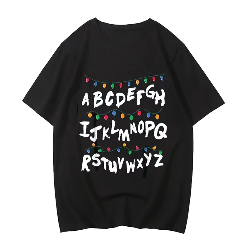 2026 New Style High Quality Stranger Christmas Light T-shirt Monster Graphic T Shirts Gothic Fashion Vintage Tees for Women