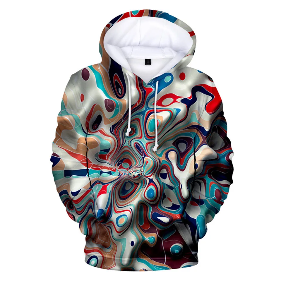 ผู้หญิงลําลอง Tie Dye พิมพ์ Hoodies ฤดูใบไม้ร่วงเสื้อแขนยาวเสื้อ Lady Daily Pocket Draw String Hooded Sweatshirts