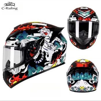 Classic white tiger safety motorcycle helmet racing full helmet headgear multi helmet DOT ECE approved