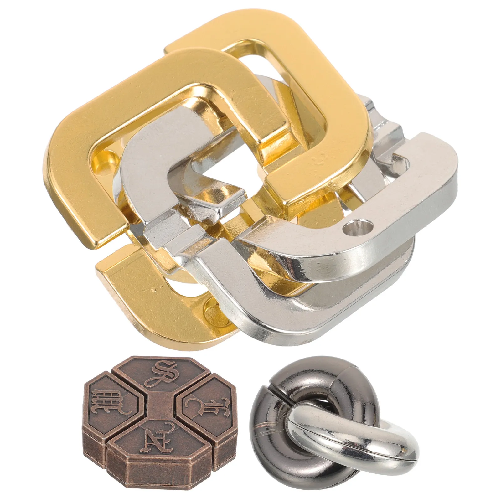

3Pcs Metal Brain Teaser Puzzle Elders Sensory Plaything Hand Exercise Patience Games for Seniors