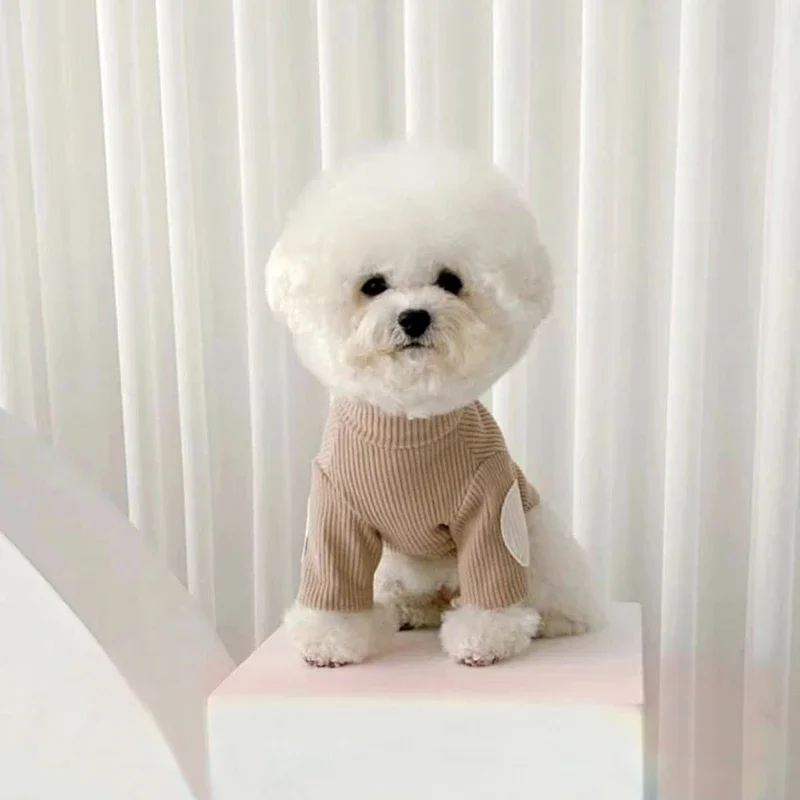 New Winter Pet Bottom Shirt Teddy Warm Two Legs Clothes Teddy Bichon Poodle Solid Colour Pullover Classic Design Dog Clothes XS