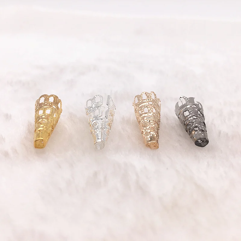 50pcs / lot 23 x7mm Alloy Caps Bead Hollow Out Flower Bugle Filigree Bead End Cap Cone Jewelry Making Components finder