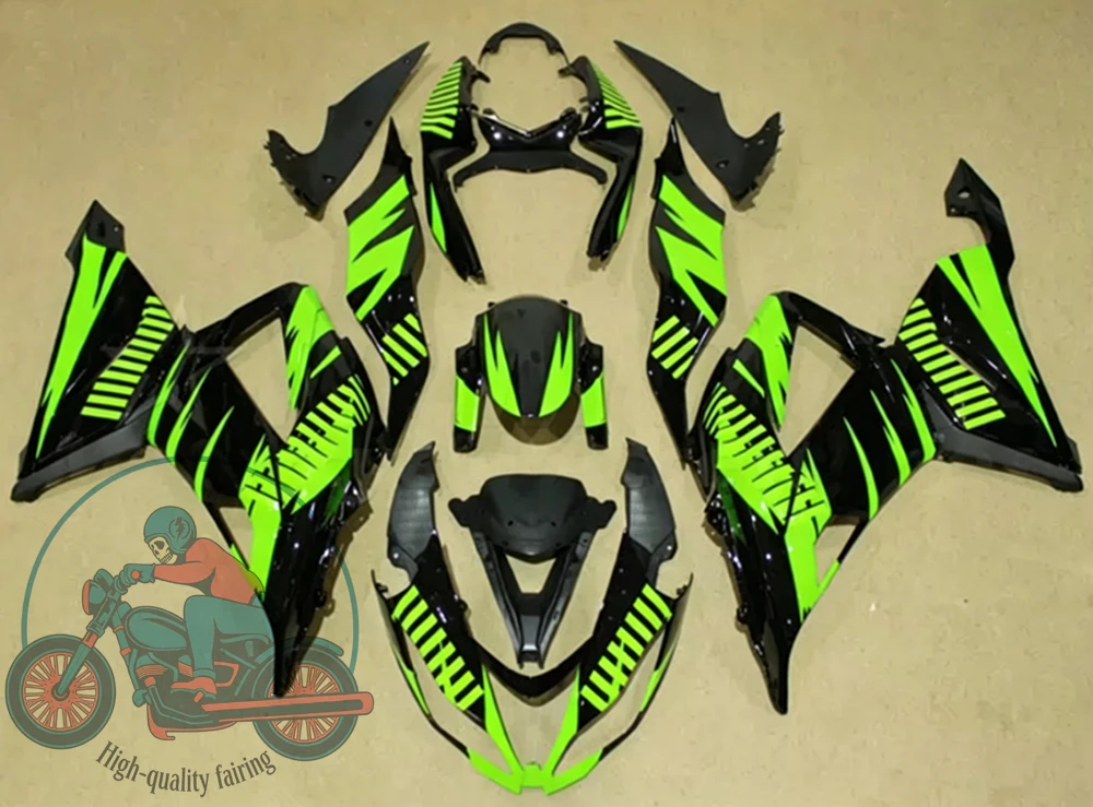 High quality New ABS Full Fairings Kit Fit for KAWASAKI ZX-6R 636 2013 2014 2015 2016 2017 2018 Bodywork Set Custom Green Black