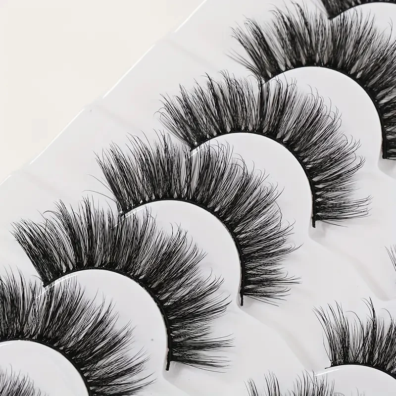 7 pairs of Mango Eye Natural Appearance Fluffy 3D Bar shaped False Eyelash Pack Durable, Ultra Light, D-Curled Eyelash