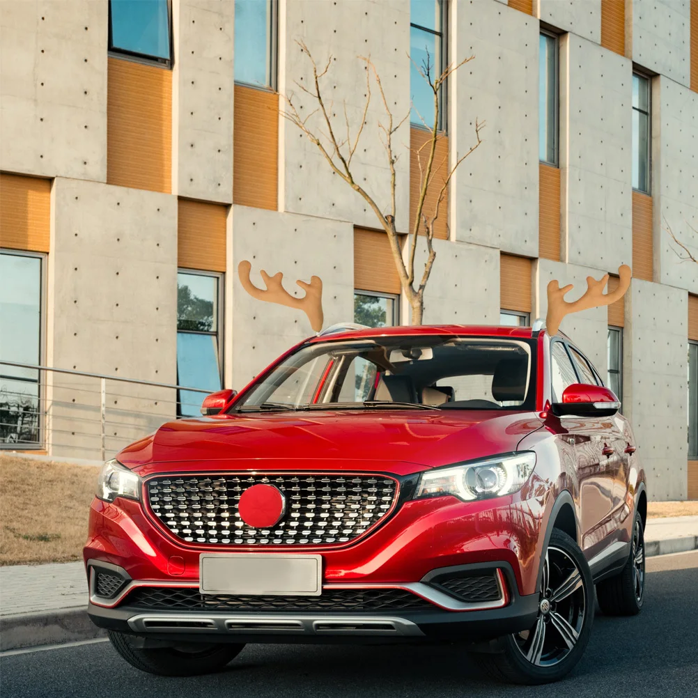 

3pc Antlers Light Tan Christmas Decorations Kit Easy Install No Tools For Vehicles Car Decorations For Christmas Car Exterior