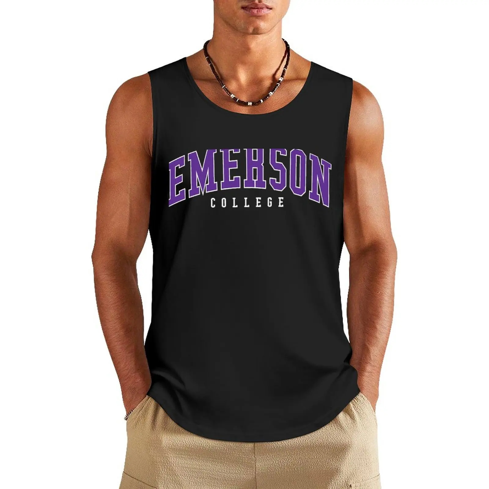 emerson college font curved Tank Top Sleeveless men t shirts sports suits