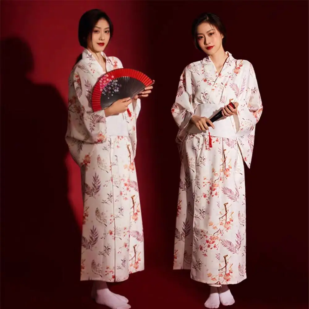 

Традиционное японское кимоно с цветочным принтом, элегантное азиатское кимоно для девочек Сакура, платье в японском стиле, новинка