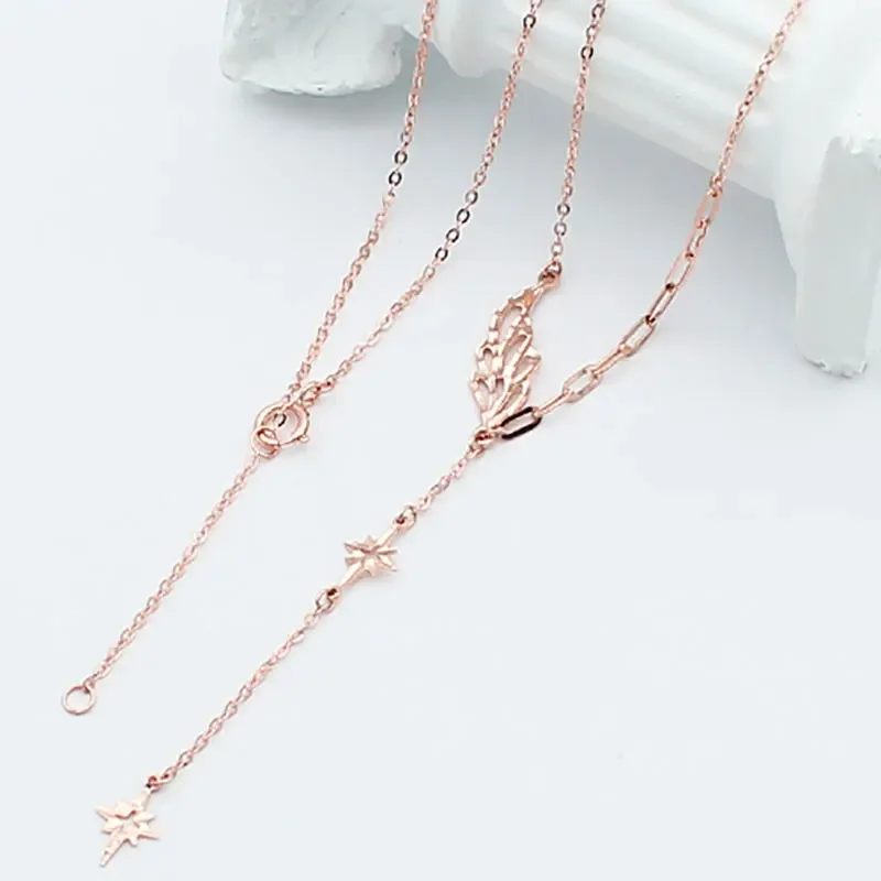 585 Purple Gold Plated 14K Rose Gold Romantic Necklace Exquisite Hip-hop style Tassel Pendant Light Luxury Couple Jewelry