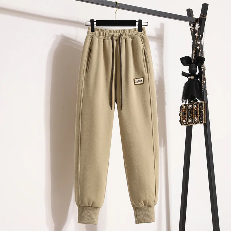 Autumn Winter New Fashion Elastic Waist Drawstring Solid Color Korean Women's Clothing Pockets Bound Feet Motion Y2K Haren Pants